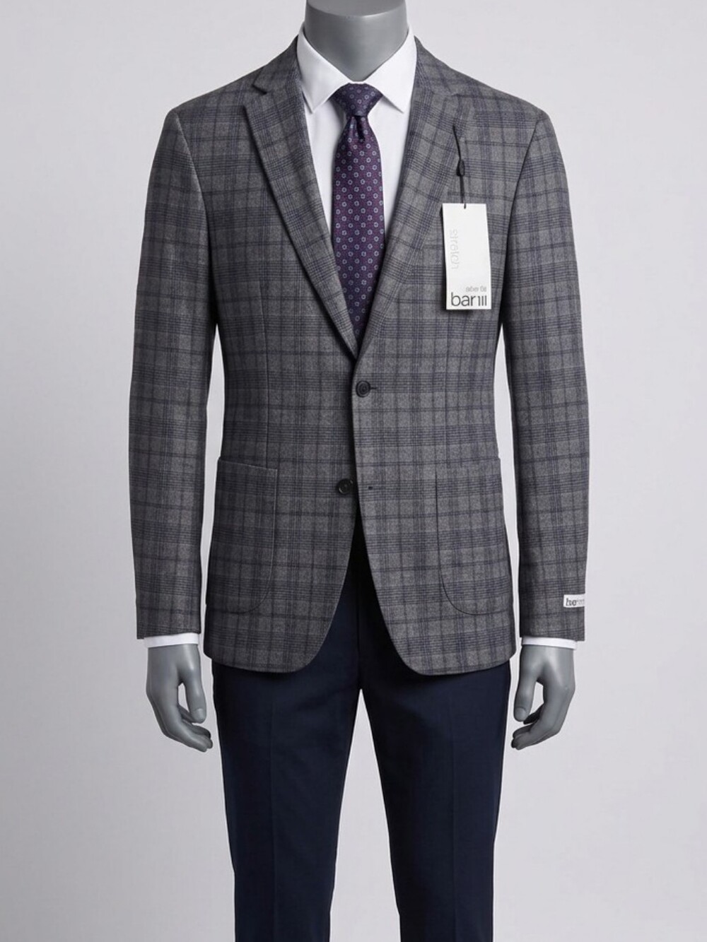 Bar III Charcoal Gray Plaid Sport Coat